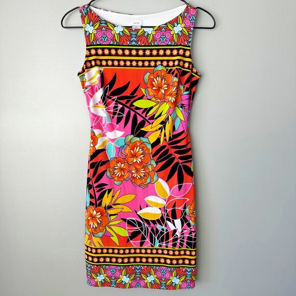 Cache Floral Hawaiian Boat Neck Dress Womens Size 2 - Picture 1 of 4